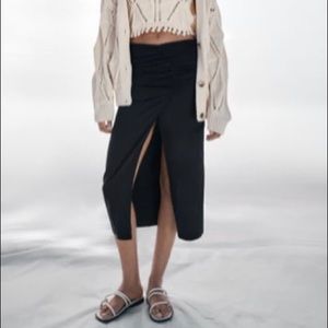 Zara Draped Midi Skirt with a Slit